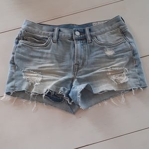^ All Saints super distressed jean shorts